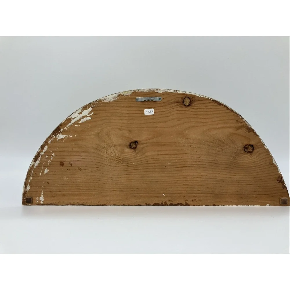 Hand Painted Half Moon Country Scene Wooden‎ Wall Hanging Primitive 3D Folk Art